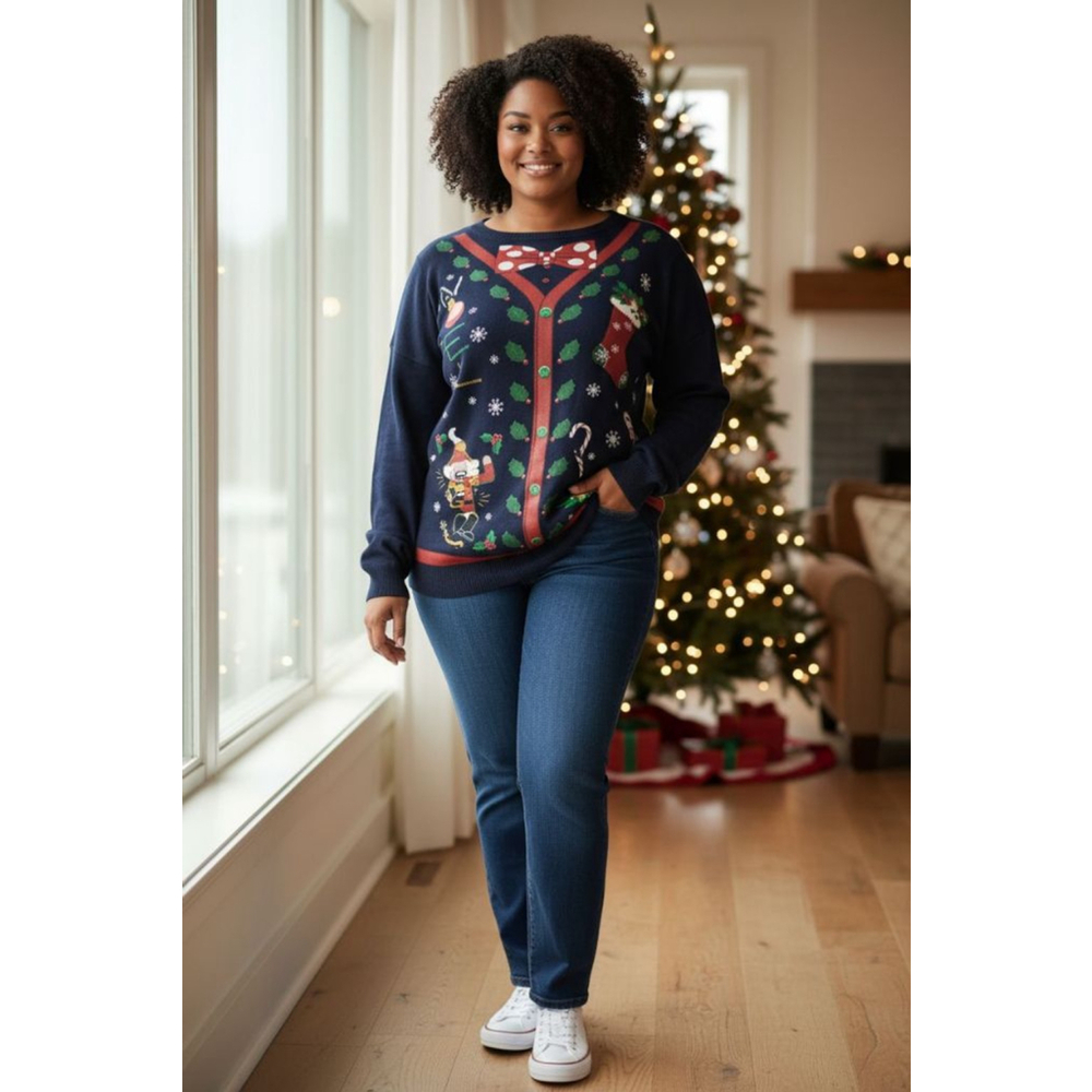 Holiday Ugly Sweater Blue Decorative Christmas sweater NWT size 2XL